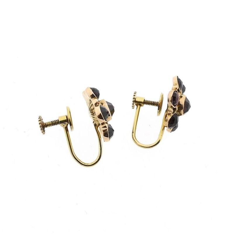 Image 5 of Vintage Gold Clip-On Earrings with Garnet