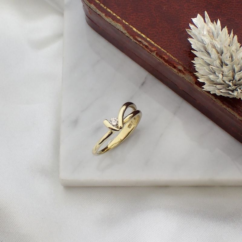 Image 2 of Golden fantasy ring with diamond | 0.10 ct.