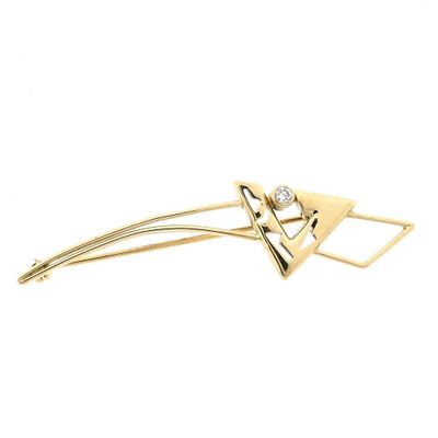 Image 1 of Gold abstract brooch with zirconia