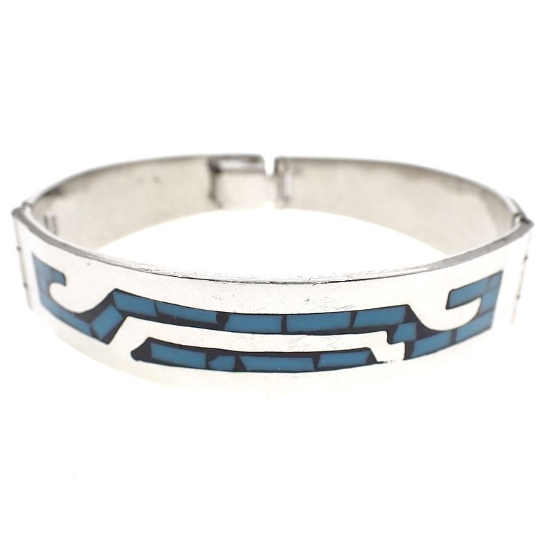 Image 1 of Silver slave bracelet with an enamel mosaic; Size S