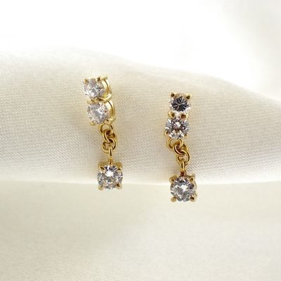 22 Carat gold Oriental stud earrings with zirconia Image 2 of 22 Carat gold Oriental stud earrings with zirconia