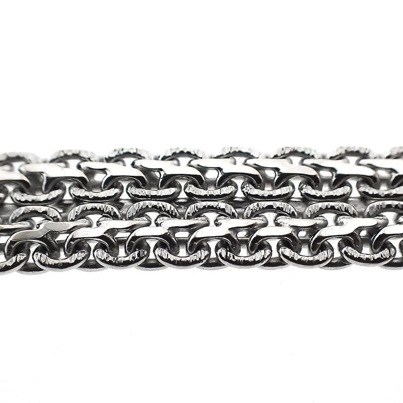 Image 4 of White gold French gourmet link bracelet