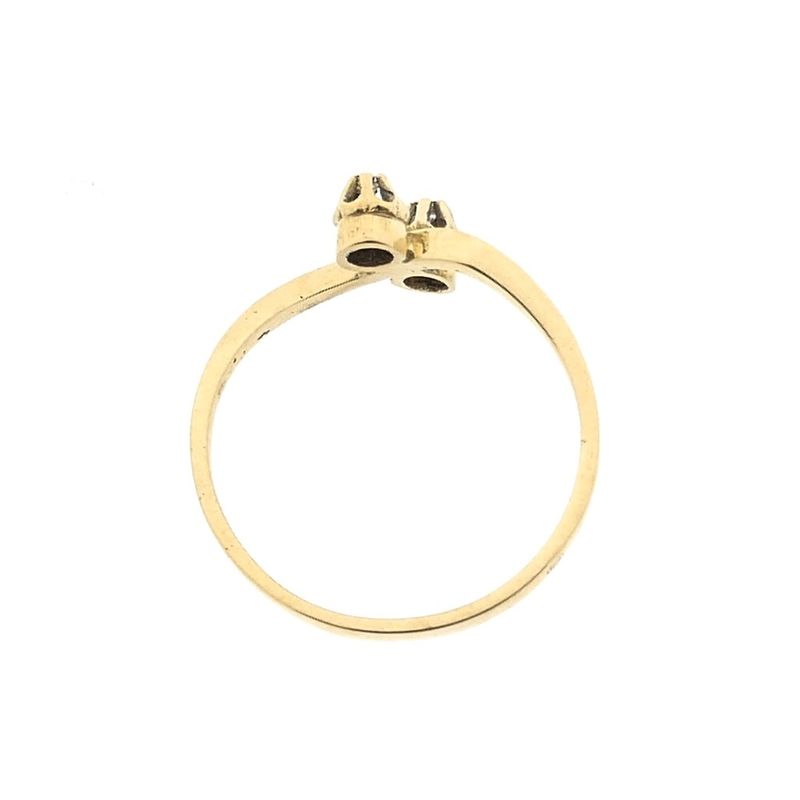 Image 2 of Golden toi et moi ring with diamond; 0,01 ct.