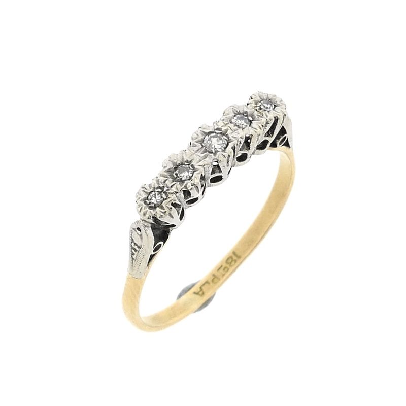 Image 1 of 18-karat two-tone gold ring with 0.065 ct. diamond