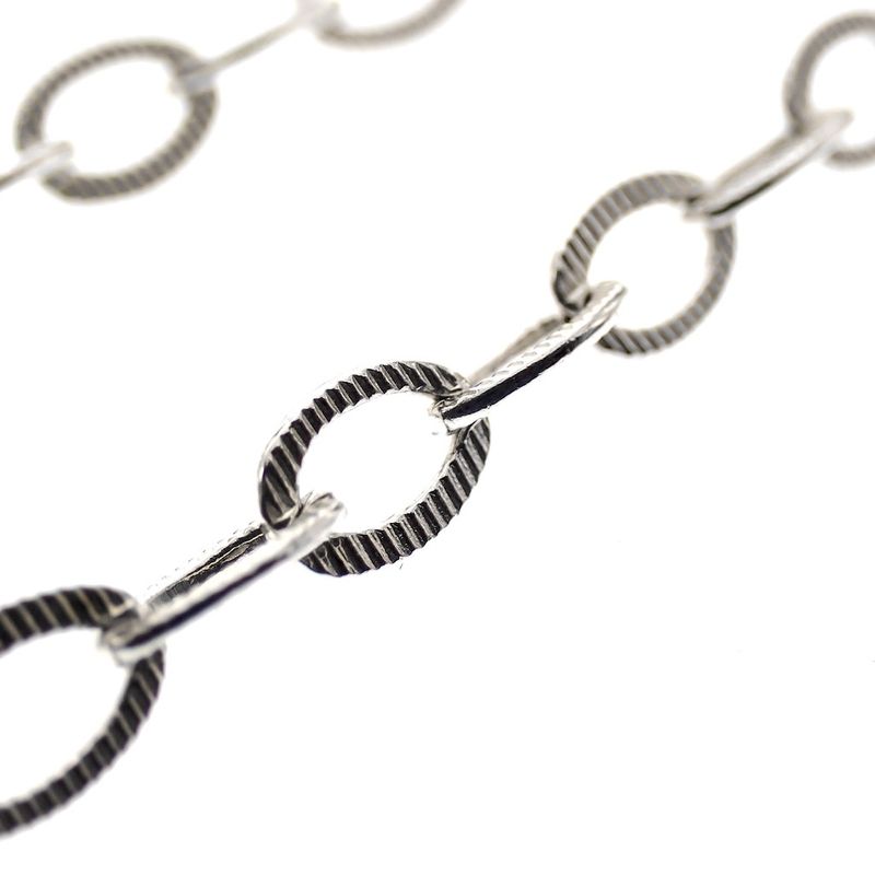 Image 6 of Silver ribbed anchor link chain | 70 cm