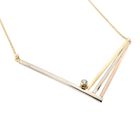 Image 4 of Gold necklace with a fixed tricolor pendant and zirconia.