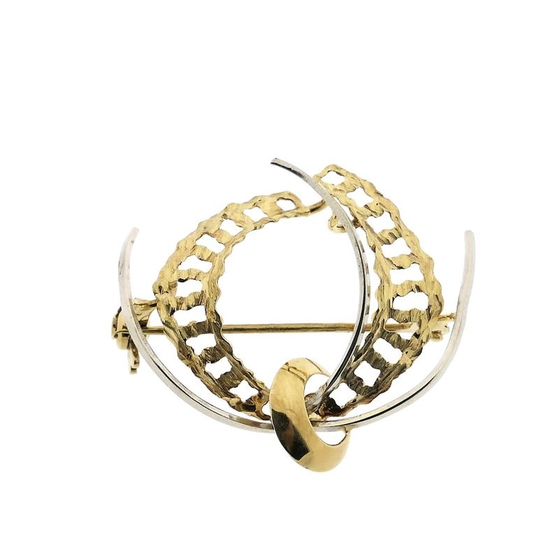 Image 1 of Vintage two-tone gold fantasy brooch