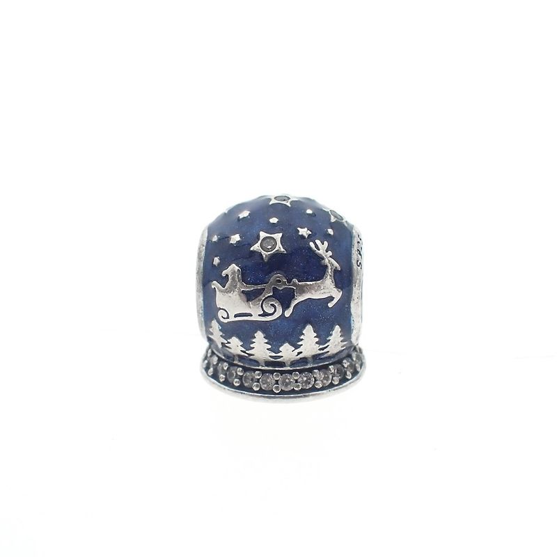 Image 1 of Pandora charm; Silver; Christmas Crystal Ball
