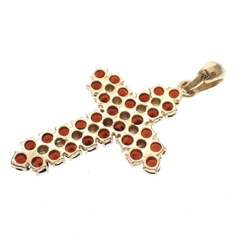 Image 3 of Gold pendant of the cross with garnet stones