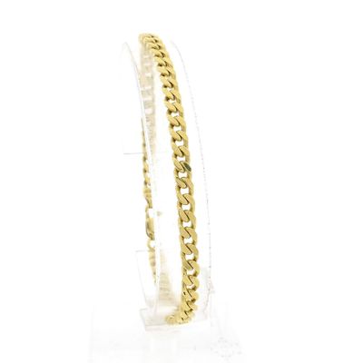 Gouden platte gourmetschakel armband | 21 cm Afbeelding 1 van Gouden platte gourmetschakel armband | 21 cm