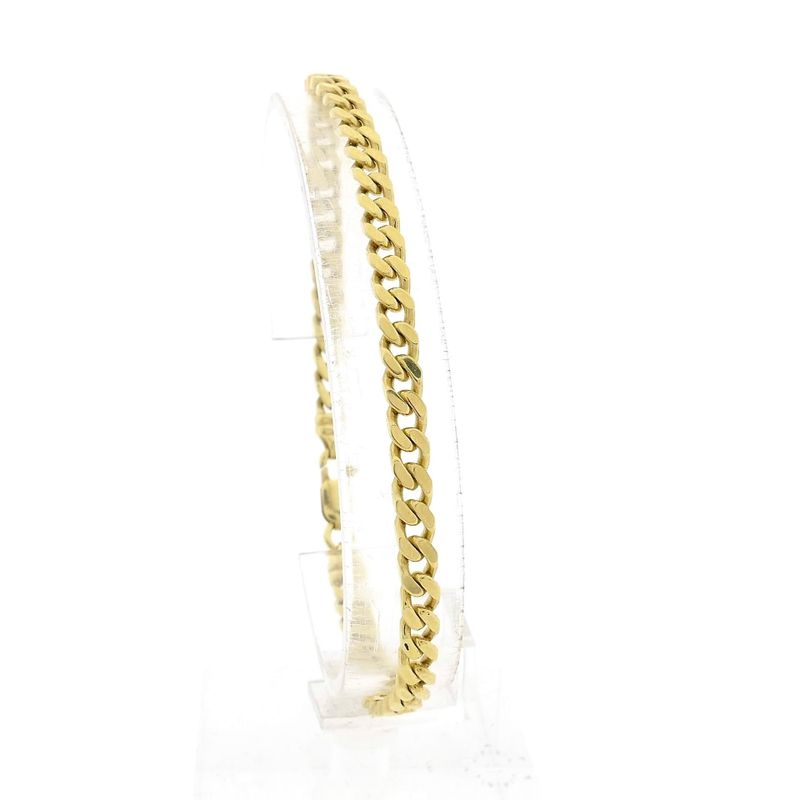 Afbeelding 1 van Gouden platte gourmetschakel armband | 21 cm