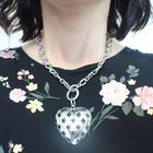 Image 6 of Silver anchor link chain with a heart pendant; ZINZI