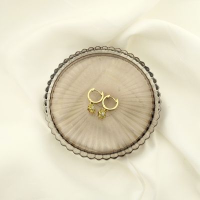 Gold earrings with peridot and diamond | 0.04 ct. Image 2 of Gold earrings with peridot and diamond | 0.04 ct.