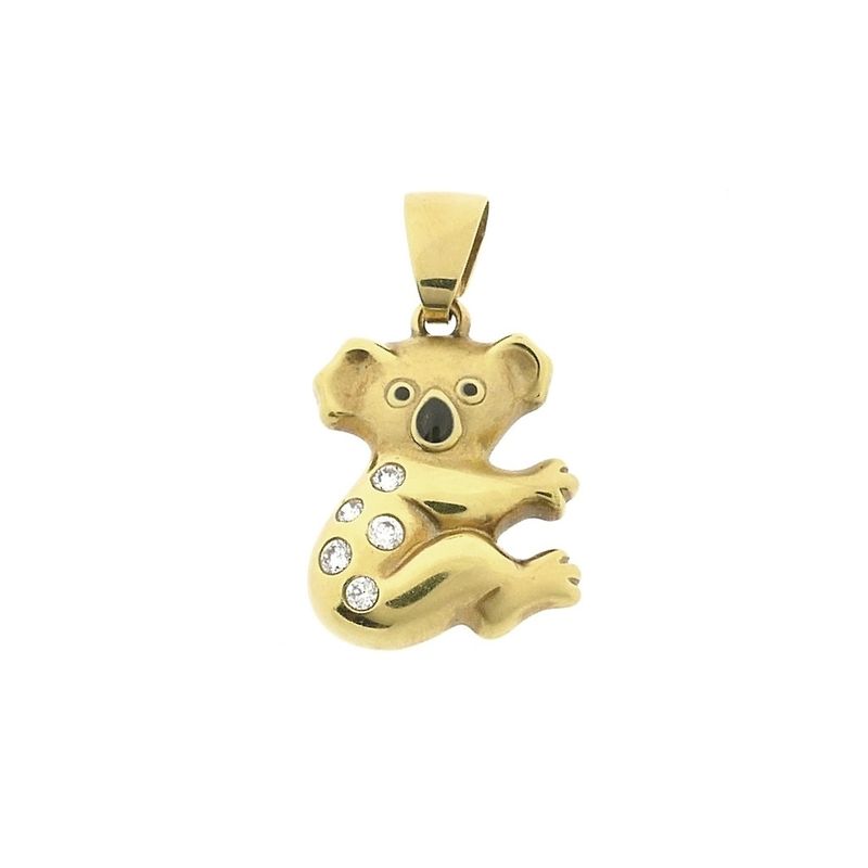 Image 1 of Gold pendant of a koala with enamel and zirconia