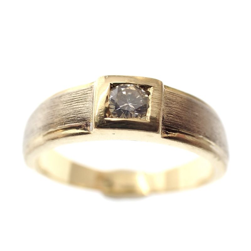 Image 2 of 18-karat gold ring with a matte band | 0.07 ct diamond