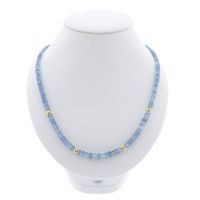 Light blue topaz bead necklace with gold clasp | 45.5 cm