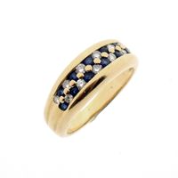 Gold double row ring with sapphires and diamonds