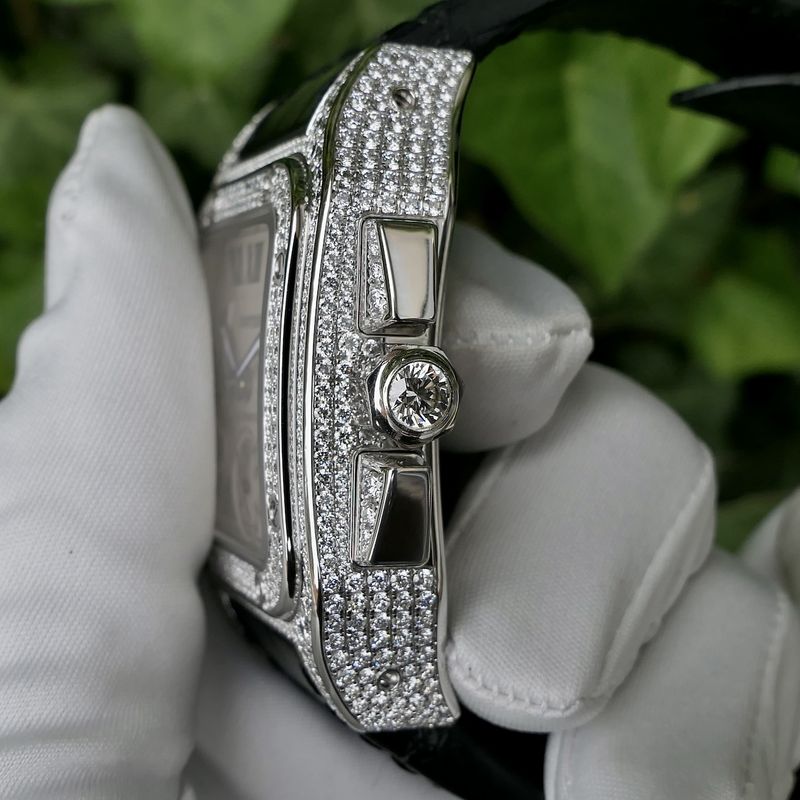 Image 31 of Cartier Santos 100 XL Chronograph 'Factory-Set' Diamonds 2891; 18k white gold watch with diamonds
