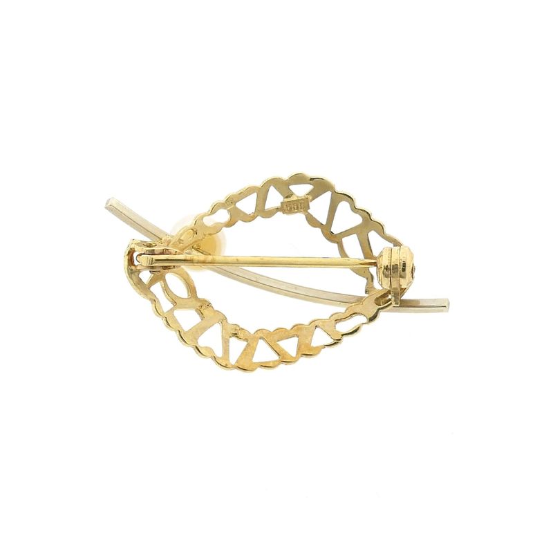 Image 3 of Vintage two-tone gold brooch with pearl