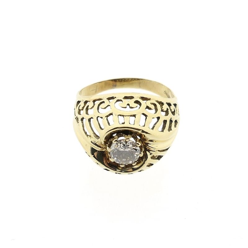 Image 2 of Gold domed ring with diamond; 0.47 ct.