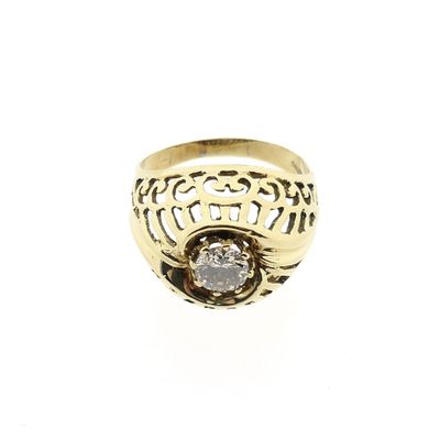 Gold domed ring with diamond; 0.47 ct. Image 2 of Gold domed ring with diamond; 0.47 ct.