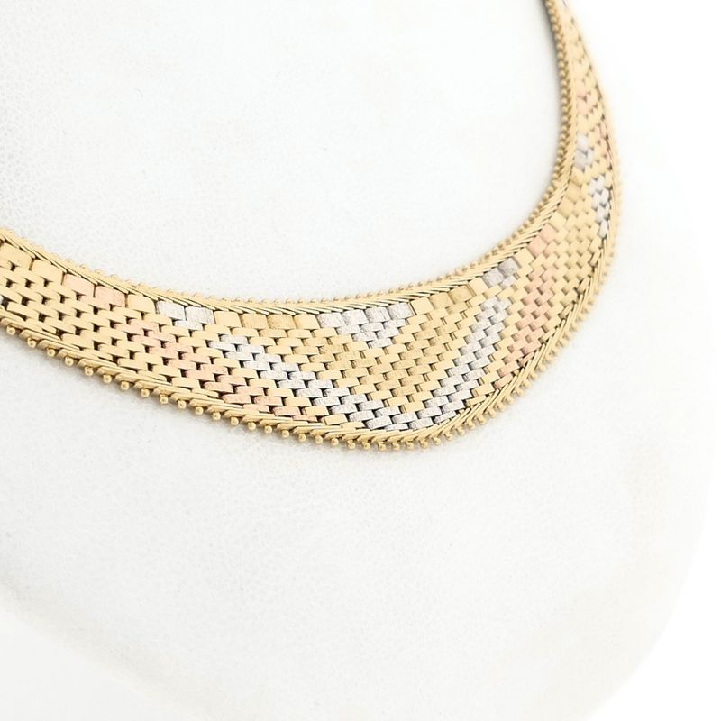 Image 4 of Tricolor Gold Panther Link Necklace