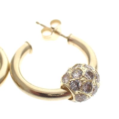 Image 2 of Gold earrings with zirconia; Ø 20.0 mm