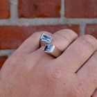 Image 10 of 18K White Gold Toi et Moi Ring with Aquamarine