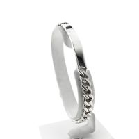 Silver flat gourmet bracelet with engraving plate | 20 cm
