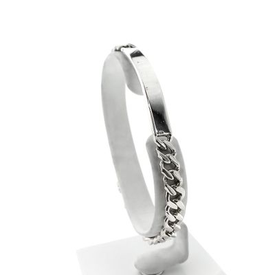 Silver flat gourmet bracelet with engraving plate | 20 cm Image 1 of Silver flat gourmet bracelet with engraving plate | 20 cm