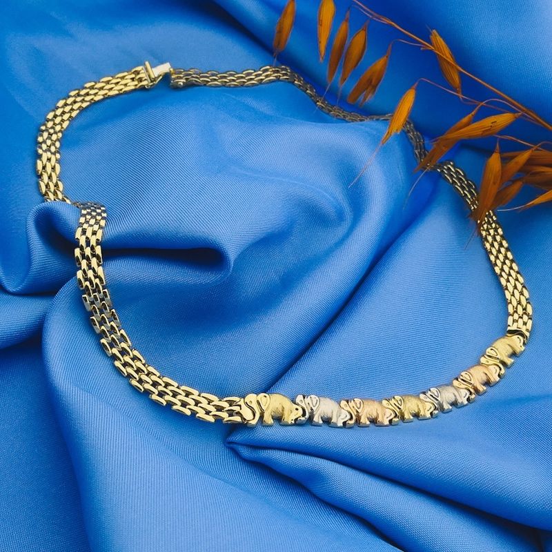 Image 9 of Gold Bismarck link chain with elephants