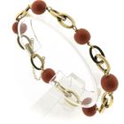 Image 1 of Antique gold bracelet with blood coral beads.