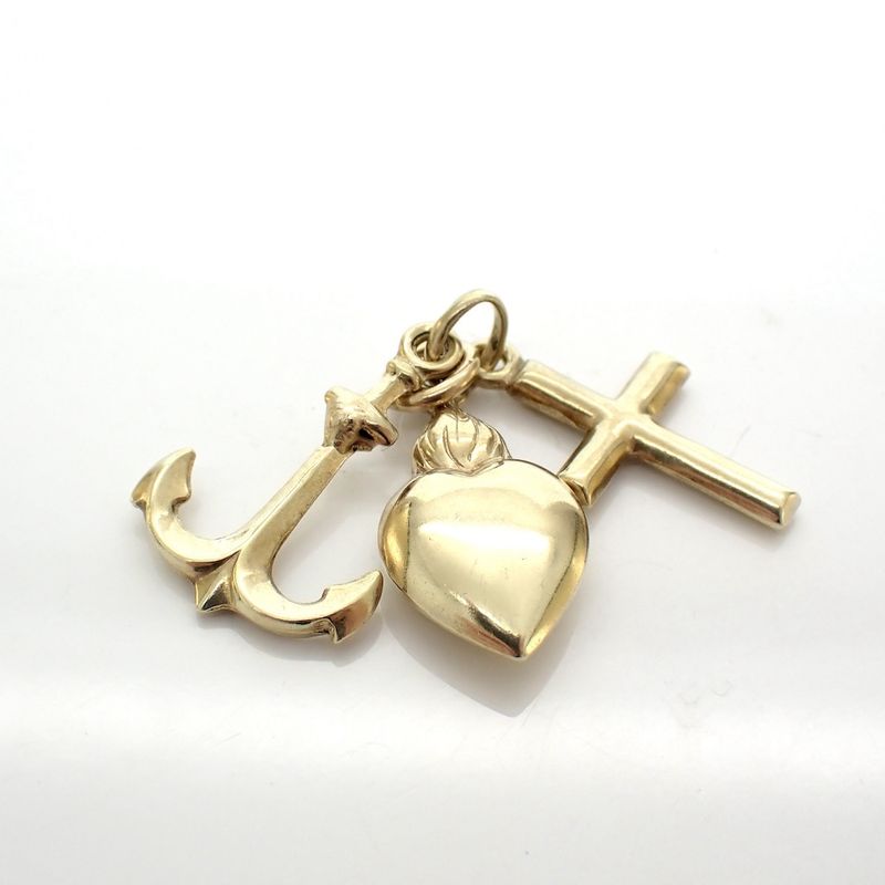 Image 2 of Gold pendant; Faith, hope, and love | Old-school style