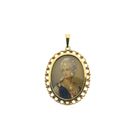 Image 1 of Antique Gold Pendant with Enamel Portrait and Diamonds