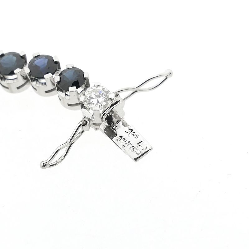Image 7 of 18K white gold tennis bracelet with diamond and sapphire | 18 cm
