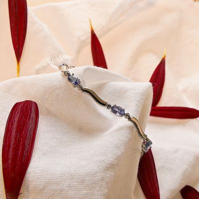 Image 2 of White gold bracelet with synthetic sapphire | 19 cm