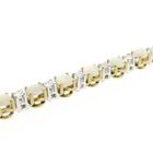 Image 4 of Gold cobra link bracelet with opal and diamond; 0.24 ct. | 17 cm