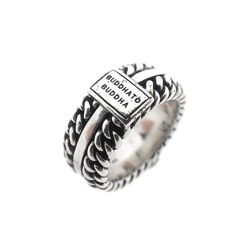 Image 1 of Silver Buddha to Buddha ring Chain texture