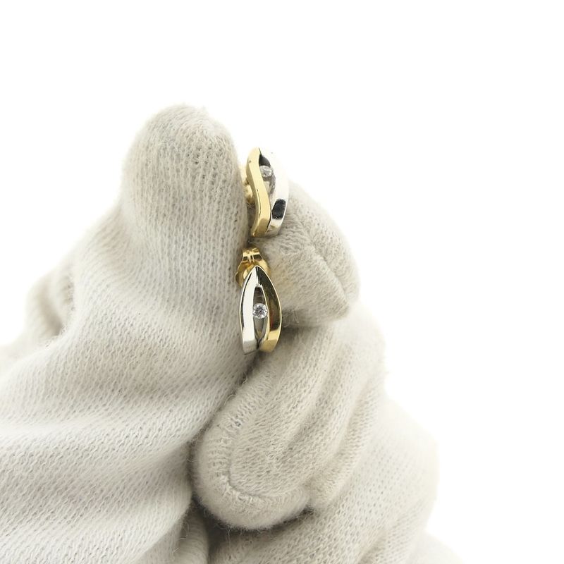 Image 2 of Bicolor gold stud earrings with zirconia