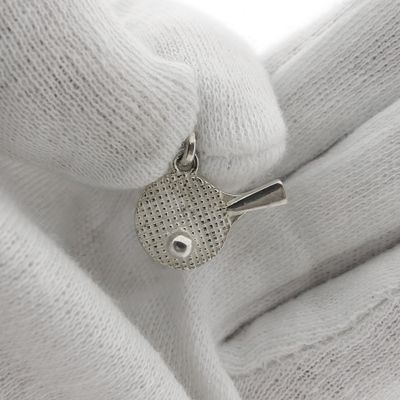 Silver charm of a badminton racket with a ball Image 1 of Silver charm of a badminton racket with a ball