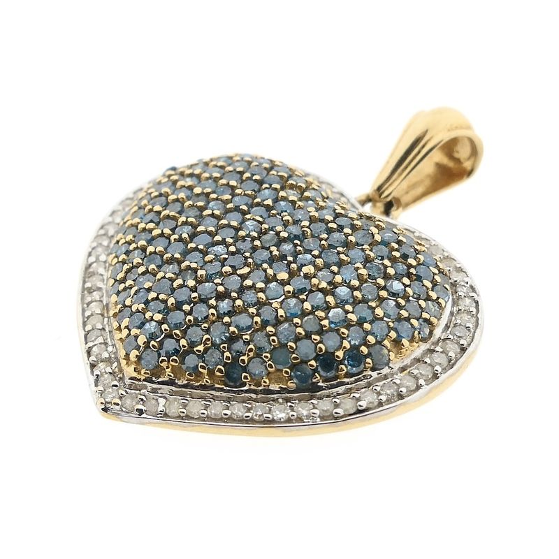 Image 4 of Gold heart pendant with blue moissanite and diamonds; approx. 2.31 ct.