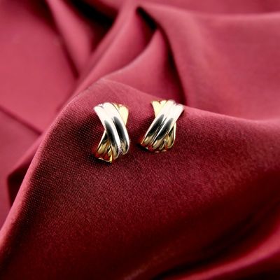 Image 2 of Two-tone gold stud earrings