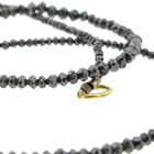 Image 7 of Black diamond bead necklace with gold clasp