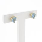 Image 3 of Gold stud earrings with blue topaz