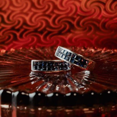 White gold stud earrings with sapphire Image 2 of White gold stud earrings with sapphire