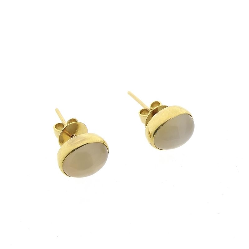 Image 4 of Gold stud earrings with moonstone