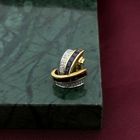 Image 2 of Gold earrings with sapphire and diamonds; 0.07 ct.