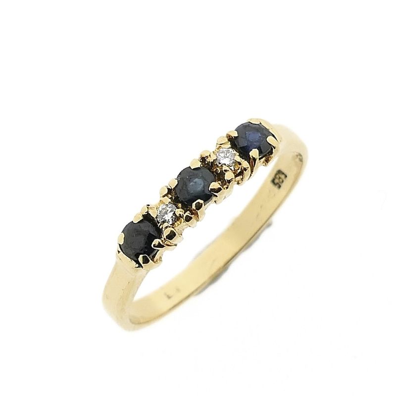 Image 1 of Gold ring with diamond and sapphire | 0.05 ct.