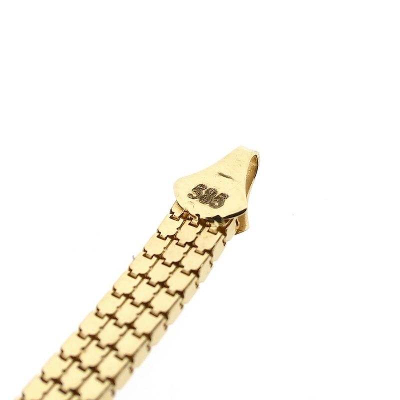 Image 6 of Gold Flat Snake Link Necklace with Zirconia