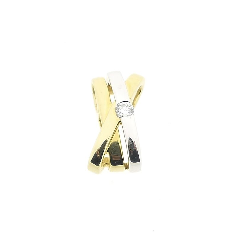 Image 1 of Two-tone gold pendant with diamond | 0.10 ct.